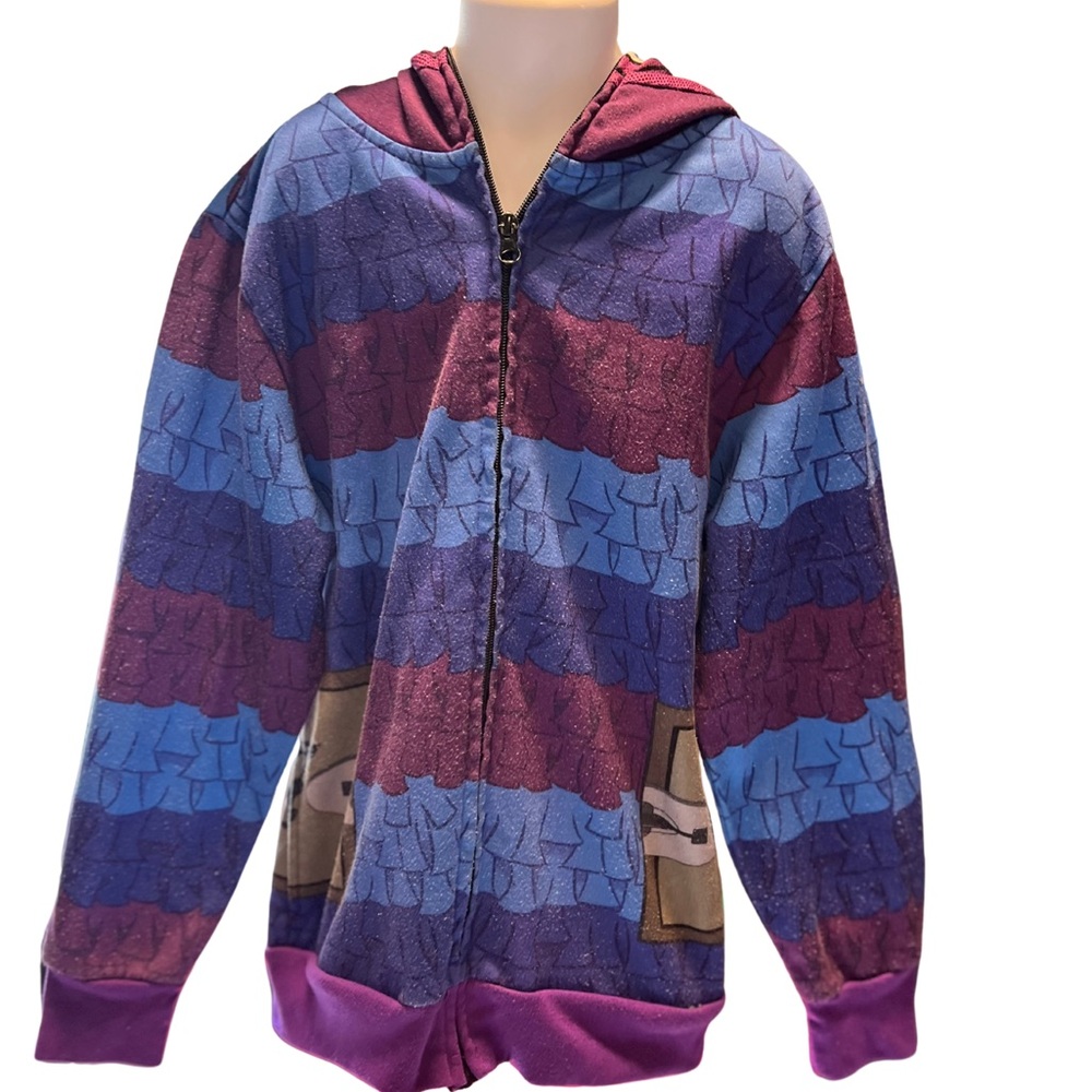 Marvel Boys Jacket Medium Zipper Hooded Purple Blue